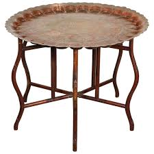 Large Turkish Copper Tray Table On Bamboo Folding Base Turkish Decor Tray Table Turkish Copper