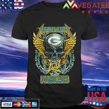 Metallica Band Skull Green Bay Packers Shirt Hoodie Sweater Long Sleeve And Tank Top