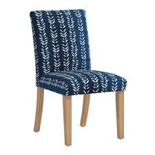 Arpan Cotton Upholstered Parsons Chair In Blue White In 2020 Upholstered Dining Chairs Blue Dining Chair Boho Dining Chairs