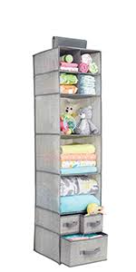 Shop for baby closet organizers online at target. Amazon Com Mdesign Soft Fabric Over Closet Rod Hanging Storage Organizer With 7 Shelves And 3 Removable Drawers For Child Kids Room Or Nursery Textured Print Gray Home Kitchen