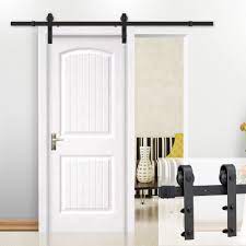 Take a pencil and mark a spot at about four inches above the door frame. Antique Flat Tip Design Black Steel Single Door 8 Ft Sliding Track Barn Door Hanging Hardware Kit Walmart Com Walmart Com