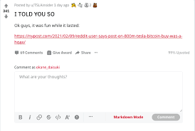 Reddit User Who Leaked Tesla S Bitcoin Investment News Was Just High