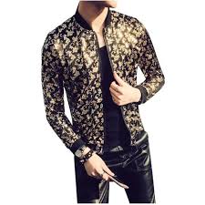 Black And Gold Bomber Jacket Mens Nightclub Jacket Gold Black Prom Outwear Stage Cloth For Men Spring Su Cgabuy Bomber Jacket Men Mens Fashion Summer Mens Outfits Dressy