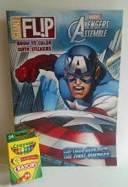 Malaya teams up with mr. Buy Marvel Avengers Assemble Giant Flip Captain America The First Avenger Coloring Book With Stickers Crayola Crayons Bundle 2 Pc Total In Cheap Price On Alibaba Com