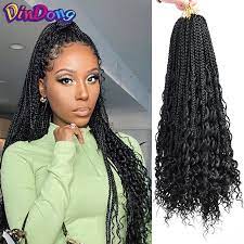 100% natural kinky curly crochet braids long deep wave as human hair extensions. Dindong Box Braids With Curly Hair Synthetic Crochet Braiding Hair Extension 18 Inch Messy Knotless Bohemian Goddess Box Braid B Aliexpress