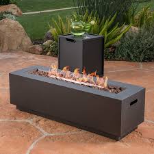 Amazon Com Great Deal Furniture Jasmine Outdoor Dark Grey Finish Iron Rectangular Fire Pit 50 000 Rectangular Fire Pit Propane Fire Pit Table Gas Firepit