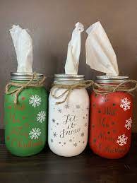 Mason Jar Tissue Holder Christmas Tissue Holder Farmhouse Etsy Christmas Mason Jars Mason Jar Crafts Diy Christmas Jars