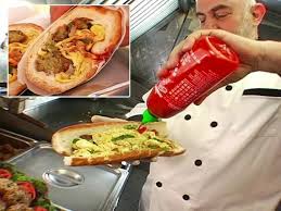 Consider This A Hoagie Stuffed With Falafel An Omelet Gooey Cheese Grilled Peppers And Then Drizzled With A Generou Halal Recipes Food Network Recipes Food