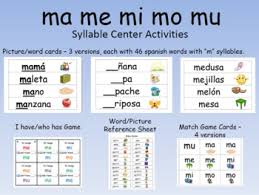 Dual Language Syllable Centers Ma Me Mi Mo Mu Spanish Silabas Dual Language Dual Language Classroom Bilingual Classroom