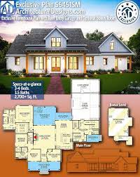 Plan 56451sm Exclusive Farmhouse Plan With Rear Entry Garage And Optional Bonus Room Farmhouse Plans House Plans Farmhouse New House Plans