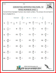 Converting Improper Fractions To Mixed Numbers Worksheet Fractions Math Fractions Improper Fractions