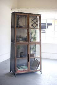 It features the glass doors and this tall bookcase features a lower storage compartment with wooden doors and small handle. Industrial Modern Glass Door Storage Cabinet Bookcase Woodwaves