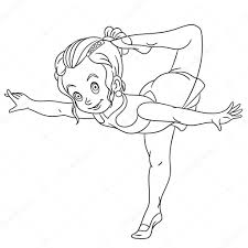 Coloring Page Coloring Book Colouring Picture With Cartoon Girl Practicing Rhythmic Gymnastic Or Ballet Dancer Childish Design About People Professions Premium Vector In Adobe Illustrator Ai Ai Format Encapsulated