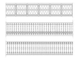 There are 2 different design which has been designed in ornamental wrought iron or metal finish with nice floral pattern, can be used for staircase handrail, balcony railing etc. Free Wrought Iron Railings 1 Autocad Design Pro Autocad Blocks Drawings Download