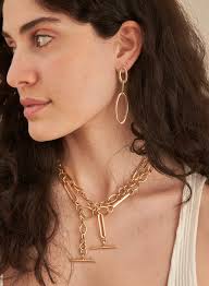 14K Italian Gold Trombone Link Chain, Yellow Gold, Mixed Link Chain, Toggle  Closure, Ring Chain, Statement Piece Toggle Chain