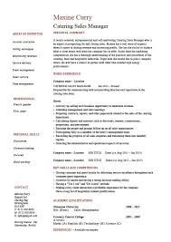Catering Sales Manager Resume Food Beverages Example Sample Entertainment Hotel Duties