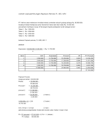 Contoh Soal Npv Irr Payback Period