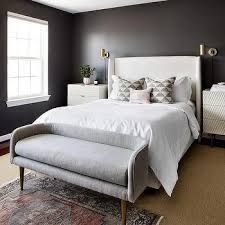 Enhance your gray walls with white, blue, and. Curved Gray Bedroom Bench Design Ideas