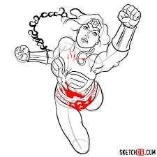 You can do this by following these simple steps. How To Draw Wonder Woman In Flight Sketchok Easy Drawing Guides