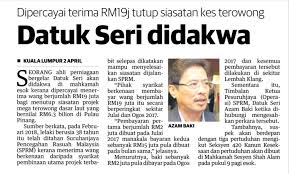 Bagi skandal rasuah, malaysia berada di tangga ketiga, di belakang federation internationale de football association (fifa) dan nigeria. Sprm