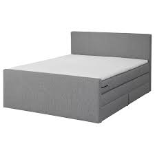 Aufgrund des federkastens haben diese betten sehr kurze beine. Mogreina Boxspringbett Mit Bettkasten Mit Kopfteil Grau 180x200 Cm Ikea Deutschland