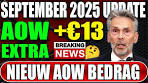 AOW september 2025: +€13 per maand extra – wat betekent ... - YouTube