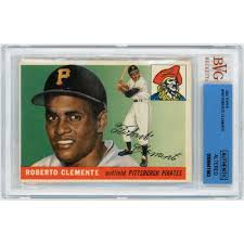 In 1973, topps honored roberto clemente by keeping his card in circulation after his tragic passing. Roberto Clemente 1955 Topps Baseball Rookie Card 164 Beckett Authentic Altered Steel City Collectibles