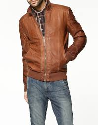 Brown Synthetic Leather Jacket By Zara Leather Jacket Smart Casual Men Zara Leather Jacket