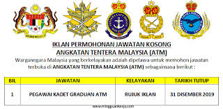 Pilih pinjaman terbaik dan mohon online. Permohonan Pengambilan Pegawai Kadet Graduan Atm Ditawarkan Bagi Tahun 2019 Salam Kerjaya