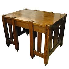 Antique Mission Oak Arts Crafts Library Table Desk Stickley Roycroft Era Mission Furniture Mission Style Furniture Library Table Desk