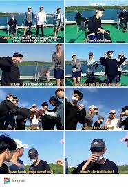 Our Taehyung Is Not Drinking Beer Sign Of A Good Husband Bts Memes Bts Taehyung Bts Funny