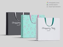 Front View Shopping Paper Bags Mockup Template In 2020 Bag Mockup Mockup Template Paper Bag