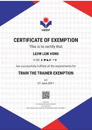 • identify the characteristics of a competent trainer. Leikhong Author Business Coach Strategist On Twitter After So Many Years I Finally Received My Ttt Exemption Certificate From Hrdf Better Be Late Than Never Ttt Is The