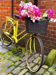 yellow bike with flowers bike basket pretty bike beach bike