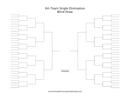 Enjoy A Sixty Four Team Tournament With This Blind Draw Single Elimination Bracket Free To Download And Print Bracket Draw Blinds
