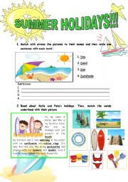 summer holidays esl worksheet by mariajosecara
