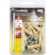 Drywall anchor kit with varied thread types, heads, composition, and handles designed to secure partial or complete. Triple Grip 6 Anchor With Screws 170r The Home Depot