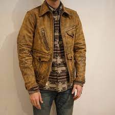 Jacket Rrl Leather Newsboy Jacket Tops Rrl Wool Cashmer Workshirt Bottom Rrl Santos3 Selvedge Jean 20年代のニュースボーイジャケットのデザインを基に最高級のカウハイドで作製 Kleidung