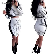 Black And White Crop Top And Skirt Set Pin Di Aliexpress