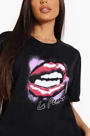 Tall Oversized La Femme Lips T Shirt Boohoo