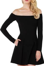 Black A Line Dress With Sleeves Off The Shoulder Black Long Sleeve Ruched A Line Dress Cheap Dresses Long Sleeve Simple Long Sleeve Dress Fashion