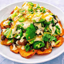 carina wolff on instagram vegan sweet potato nachos with spicy queso topped with black beans jal chicken salad recipes coronation chicken salad mango salad