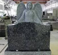 Monumento funerario de ángel guardián de piedra natural negra, fábrica de  lápidas de granito