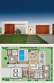 Floor Plan Is Designed Around The Pool Giving Every Living Area A Glimpse Of Water Architecture Modern House Floor Plans Modern House Plans House Plans