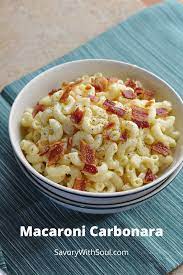 Macaroni Carbonara Easy Quick Recipe Macaroni Carbonara Creamy Pasta Dishes Savory Dinner