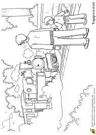 coloriage voyage en petit train a vapeur de vieilles maisons noir et blanc