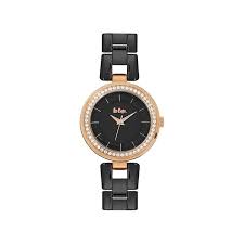 Lee Cooper Womens Analog Black Metal Metal Straps Rose Gold Watches Fashion Watches