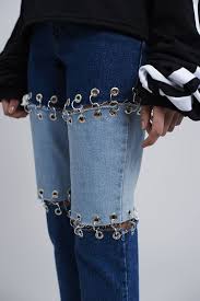 Black And Blue Split Denim Jacket Black Label Split Jean Denim Ideas Diy Pants Denim Fashion