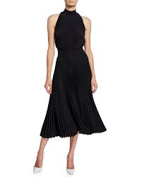 A L C Renzo High Neck Pleated Asymmetrical Cocktail Dress In 2020 Black Pleated Dress Satin Cocktail Dress Velvet Cocktail Dress