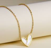 White Shell Heart Pendant Necklace | Mother of Pearl Heart ...